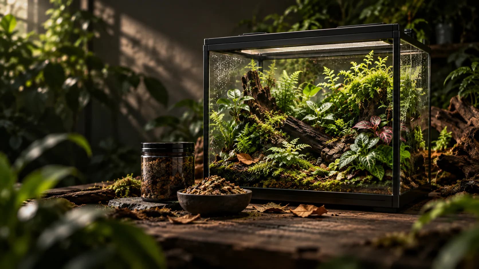 A complete planted Earthly Oasis ecosystem enclosure